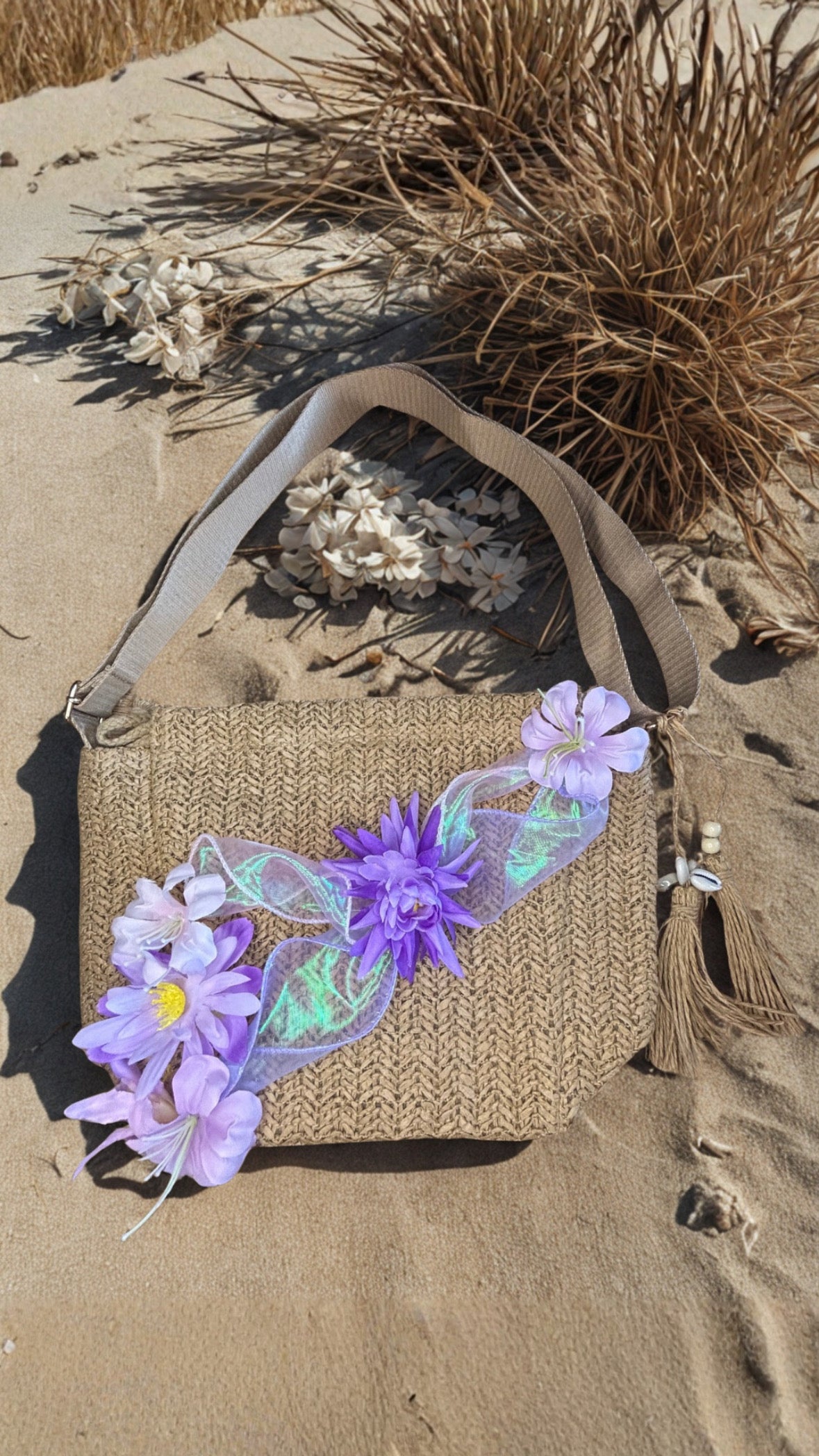 Petit sac fleurs violet