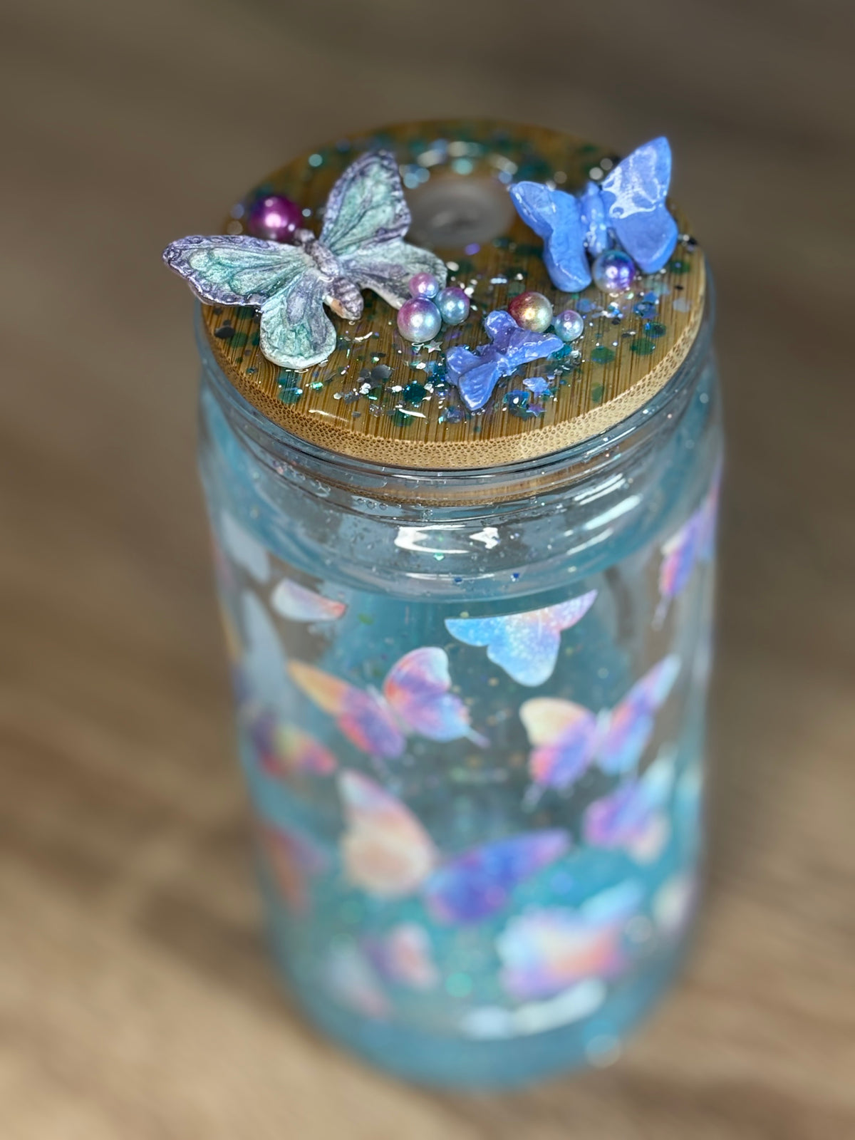 Verre-paille papillons