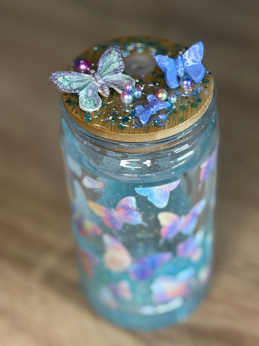 Verre-paille papillons