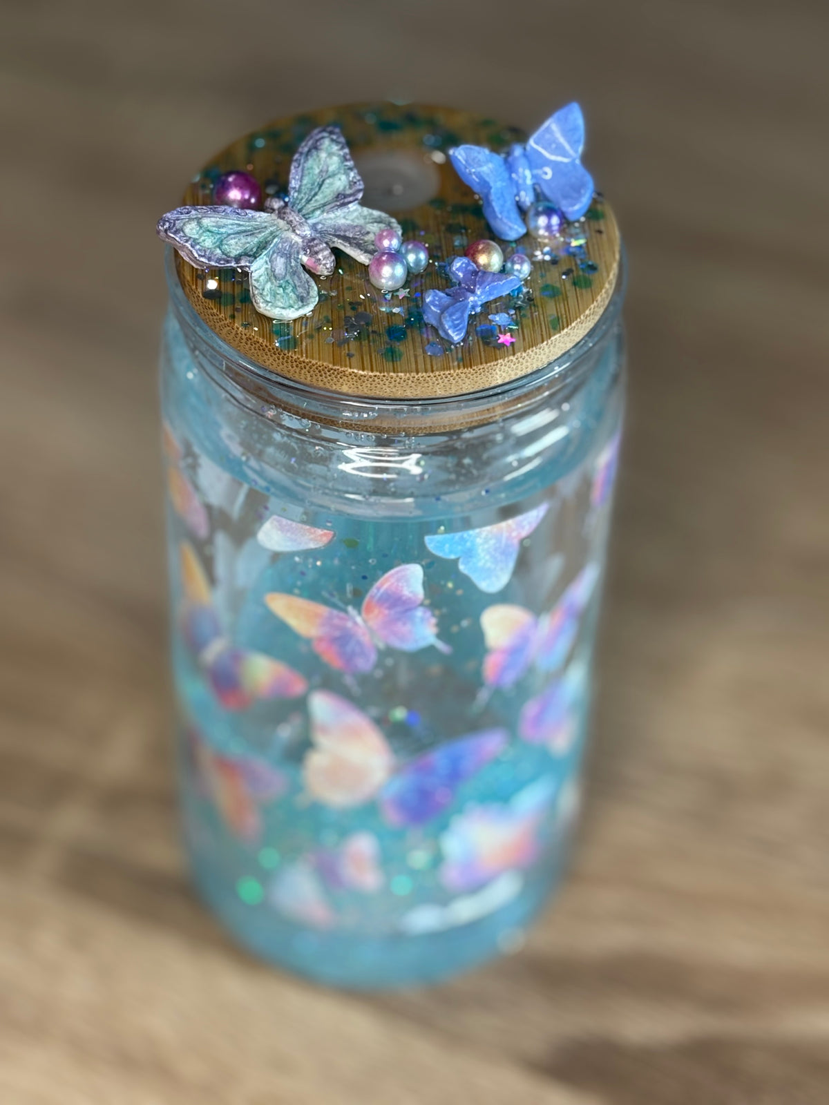 Verre-paille papillons