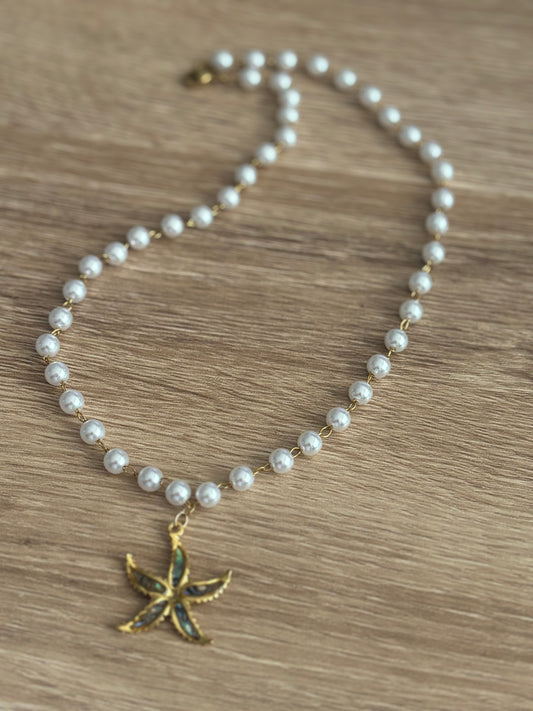 Collier perle et etoile de mer