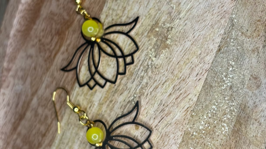 Boucles d’oreilles énergétiques « fleur de lotus plexus »