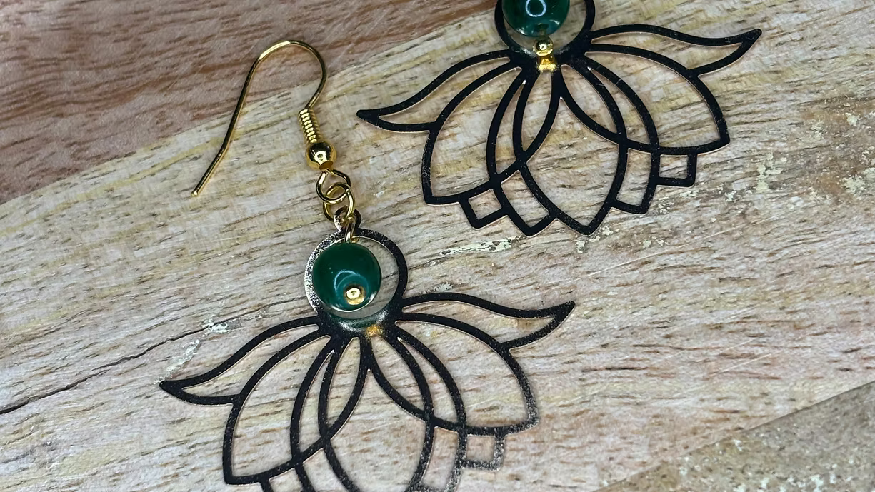 Boucles d’oreilles énergétiques « fleur de lotus coeur «