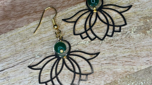 Boucles d’oreilles énergétiques « fleur de lotus coeur «