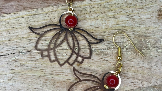 Boucles d’oreilles énergétiques « Fleur de Lotus ancrage »